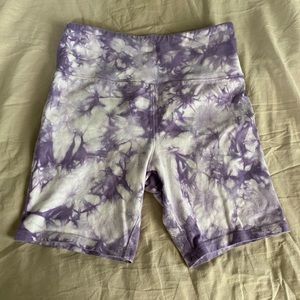Purple tie-dye biker shorts
